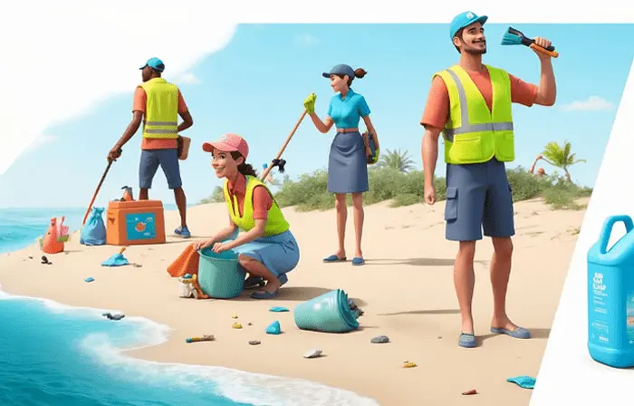 Environmental Activism Cleaning Beach 3D Design Illustration